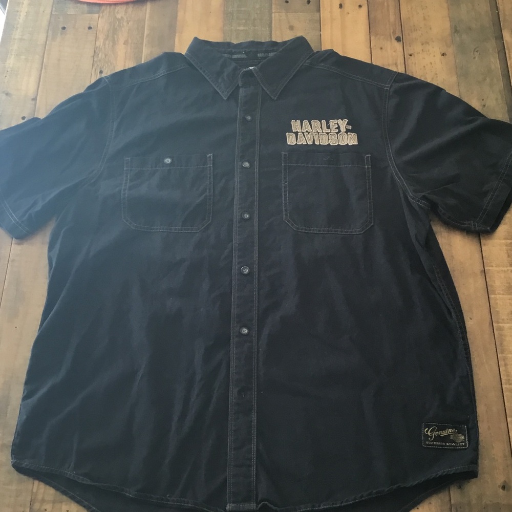 Harley-Davidson Black Short Sleeve Button-Down Work Shirt